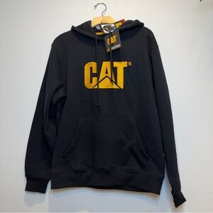 CAT Embroidered Black Hoodie with Gold Logo Size Medium NWT